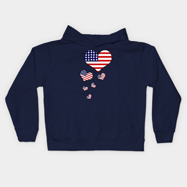 American Flag Hearts Independence Day Kids Hoodie by letnothingstopyou